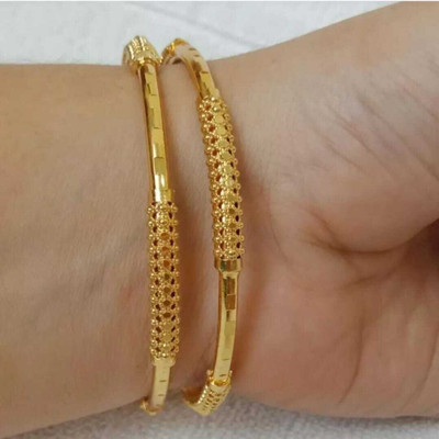 PINKRY JEWEL Brass Gold-plated Bangle Set(Pack of 2)