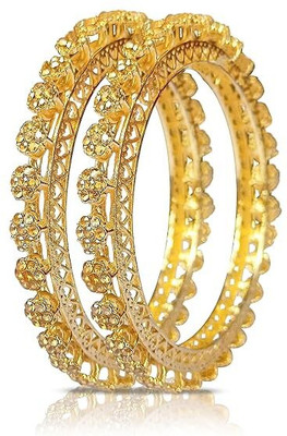 navjai Metal Cubic Zirconia Gold-plated Bangle Set(Pack of 2)