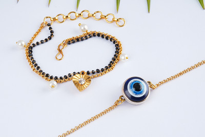 JFL - Jewellery for Less Glass Gold-plated Bracelet Set(Pack of 2)