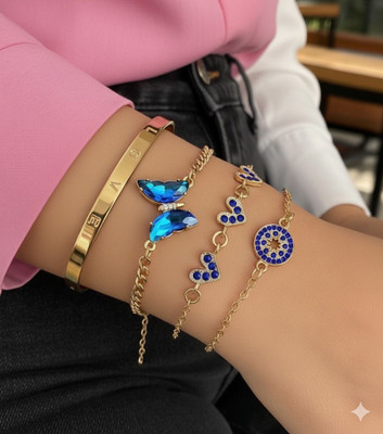 Korezave Alloy Cubic Zirconia Gold-plated Bracelet Set(Pack of 4)