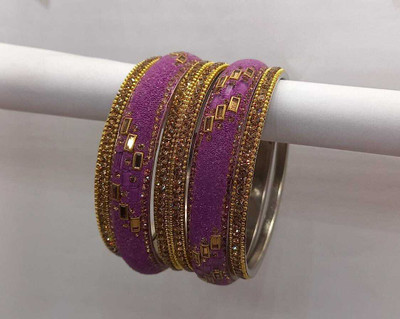 Terraband Alloy Crystal Silver Bangle Set(Pack of 6)