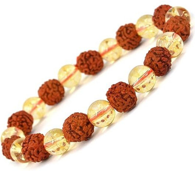 VIBESLE Crystal, Rudraksha, Citrine Beads Charm Bracelet