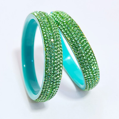 ShadowQueen Plastic Cubic Zirconia Bangle Set(Pack of 2)