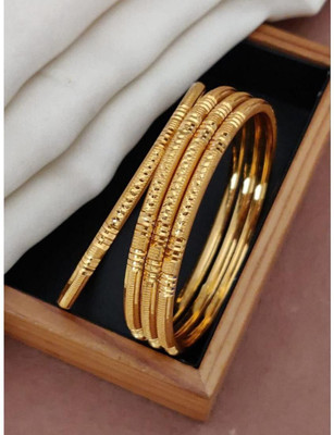arches Brass Gold-plated Bangle Set(Pack of 4)