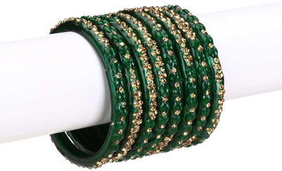 Somil Glass Crystal Bangle Set(Pack of 8)