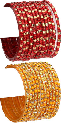 1st Time Glass Beads, Crystal Enamel Bangle Set(Pack of 10)