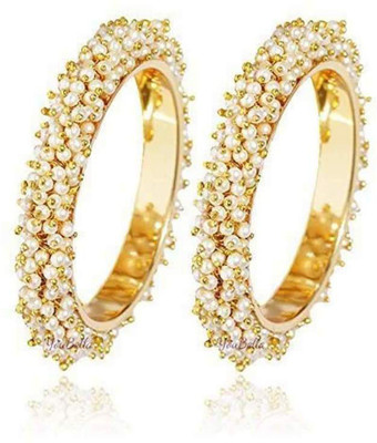 MANDEV ART Metal Pearl Gold-plated Bangle Set(Pack of 2)