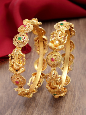 Karatcart Alloy Gold-plated Bangle Set(Pack of 2)