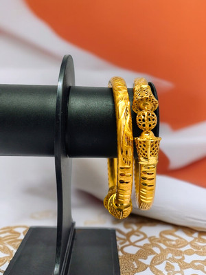 A MEGHA STORE Brass Gold-plated Bangle Set(Pack of 2)