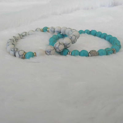 SUKHAD Stone Agate, Turquoise Bracelet(Pack of 2)