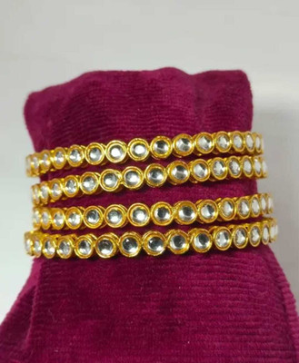 vkat Metal, Alloy Cubic Zirconia Gold-plated Bangle Set(Pack of 4)