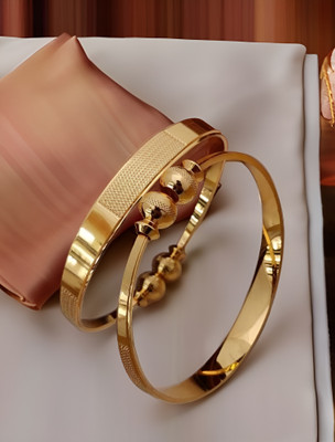 Jewels Kafe Brass Gold-plated Bangle Set(Pack of 2)