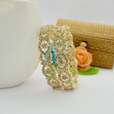 Panini Jewels Alloy Crystal Gold-plated Bangle Set(Pack of 2)