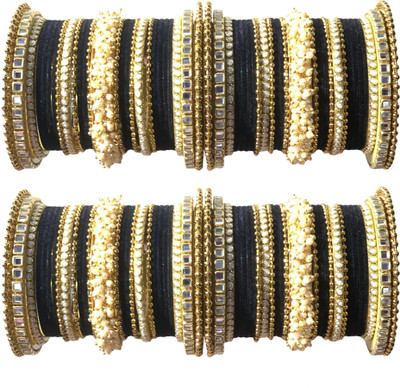 Alzawiah Brass Cubic Zirconia Gold-plated Bangle Set(Pack of 44)