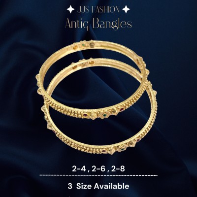 JJS FASHION Brass Gold-plated Bangle Set(Pack of 2)