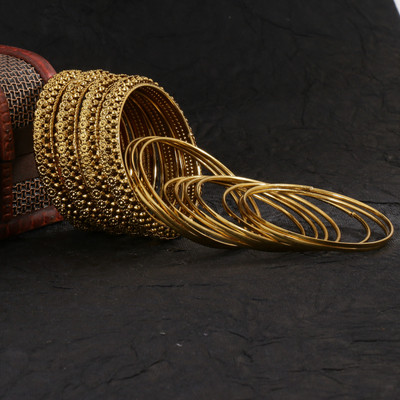 kewai Metal Cubic Zirconia Gold-plated Bangle Set