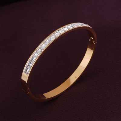 Palmonas Stainless Steel Cubic Zirconia Gold-plated Kada