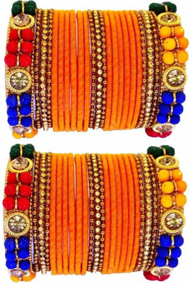 RADHA MOHAN EMPIRE Fabric, Glass Bangle Set(Pack of 46)