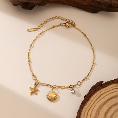 MYKI Stainless Steel Gold-plated Charm Bracelet