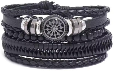 Thrillz Leather Silver Bracelet(Pack of 4)