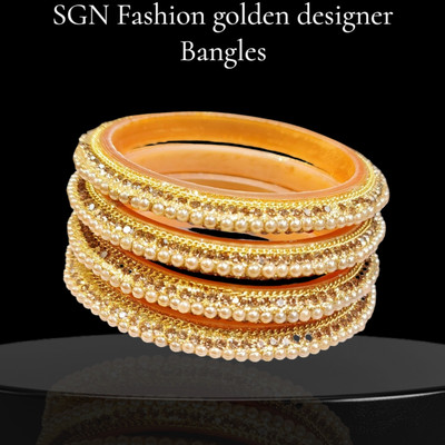 SGN FASHION Plastic Pearl Gold-plated Bangle Set(Pack of 4)