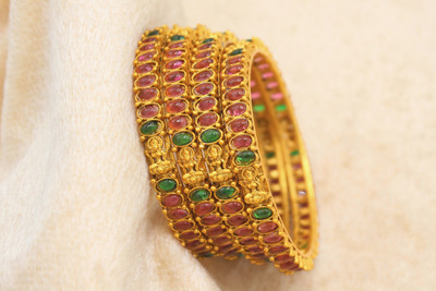 JANAVI Alloy Beads Gold-plated Bangle Set(Pack of 4)