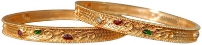 ACCESSHER Brass Bangle Set(Pack of 2)