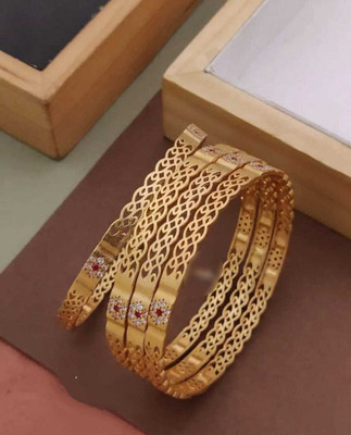 Primectrla Fab Plastic Diamond Gold-plated Bangle Set(Pack of 4)