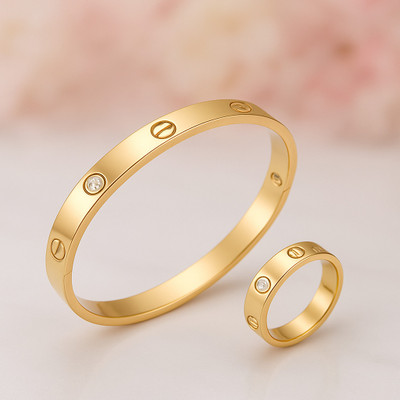 brado jewellery Brass Diamond Gold-plated Bracelet(Pack of 2)