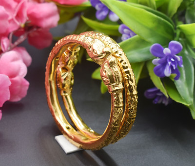 SATTIK Brass Gold-plated Bangle Set(Pack of 2)