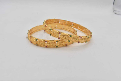 gvg Alloy Cubic Zirconia Gold-plated Bangle Set(Pack of 2)
