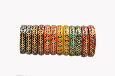 GoVika Glass Bangle Set(Pack of 12)