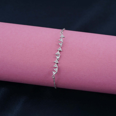 ZALKARI Sterling Silver Cubic Zirconia Rhodium Bracelet