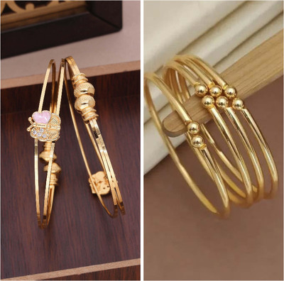 Divastri Brass Diamond Gold-plated Bangle Set(Pack of 2)