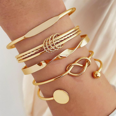 gustave Alloy Gold-plated Bangle Set(Pack of 5)