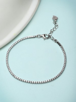 Pissara by Sukkhi Sterling Silver Cubic Zirconia Rhodium Tennis Bracelet