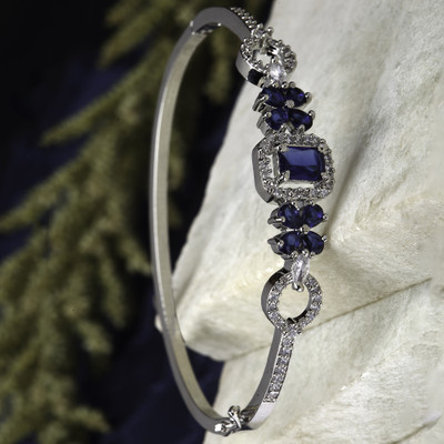 ZENEME Brass Cubic Zirconia Rhodium Bracelet