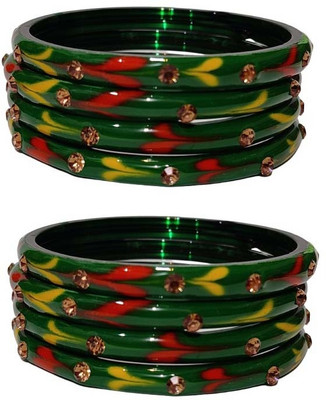 Karaavi Glass Crystal Bangle Set(Pack of 8)