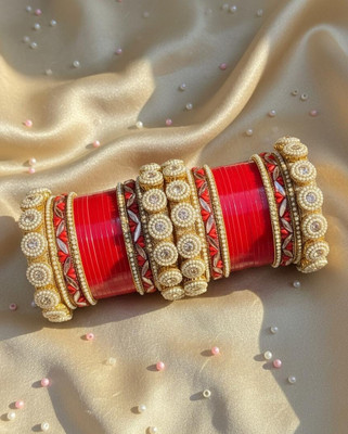 ALIZA Brass Pearl Gold-plated Bangle Set