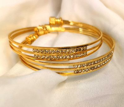 RITIRIWAAZ COLLECTION Steel Diamond Gold-plated Kada(Pack of 2)