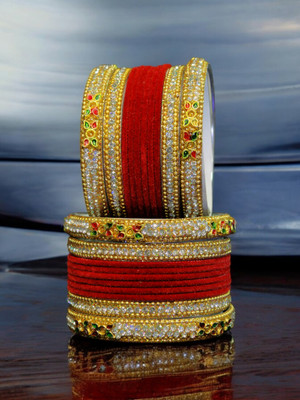 Atrika Metal Zircon Bangle Set(Pack of 10)