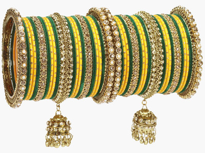 Amika Metal Zircon Gold-plated Bangle Set(Pack of 42)