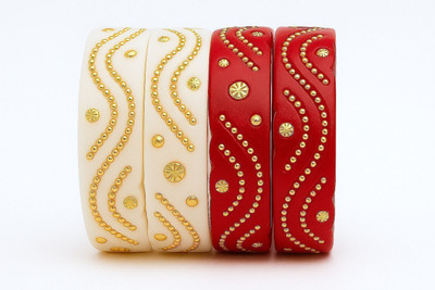 Maya Gold Traditions Brass Gold-plated Shakha Pola(Pack of 4)