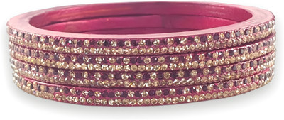 Praavya Lac Cubic Zirconia Rhodium Bangle Set(Pack of 4)