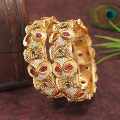 Atulya Brass Gold-plated Bangle(Pack of 2)