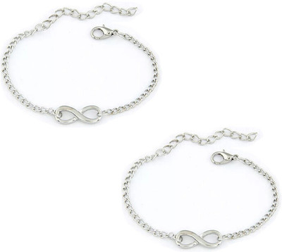 AVR JEWELS Alloy Silver Bracelet Set(Pack of 2)