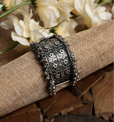 hazaro Brass Agate Black Silver Bangle