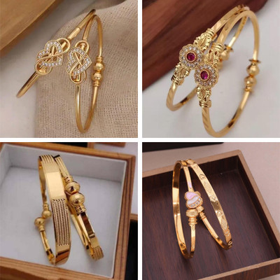 brado jewellery Brass Diamond Gold-plated Bangle Set(Pack of 4)