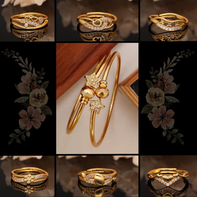 Vedda Brass Diamond Gold-plated Ring Bangle(Pack of 7)