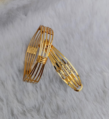 mnjewelery Alloy Cubic Zirconia Gold-plated Bangle Set(Pack of 2)